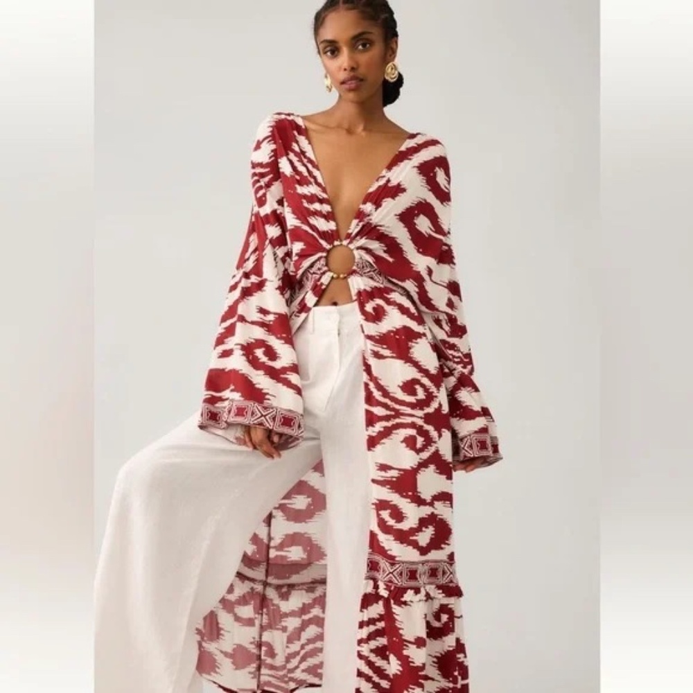 Anthropologie Printed Front Ring Kaftan. NWT. M/L